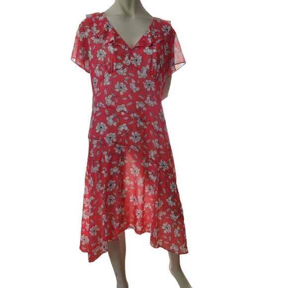 Roz & Ali Dress Floral Midi Short Flutter Sleeves - Picture 1 of 10